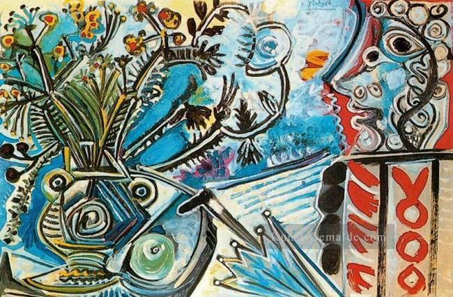 Fleurs et buste d Man au parapluie 1968 Kubismus Pablo Picasso Ölgemälde